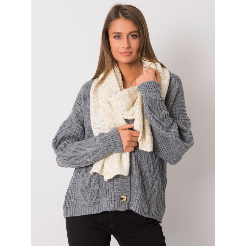 BASIC Smotanový šál so zlatou niťou AT-SZ-RH-1407.23X-ecru 27262693