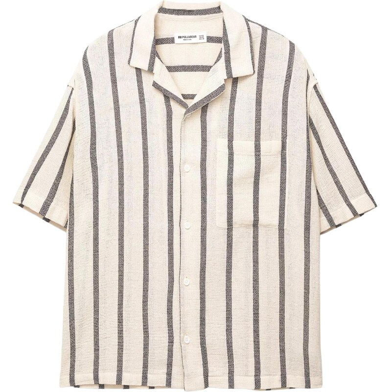 Pull&Bear Košeľa svetlobéžová / čierna 65891286