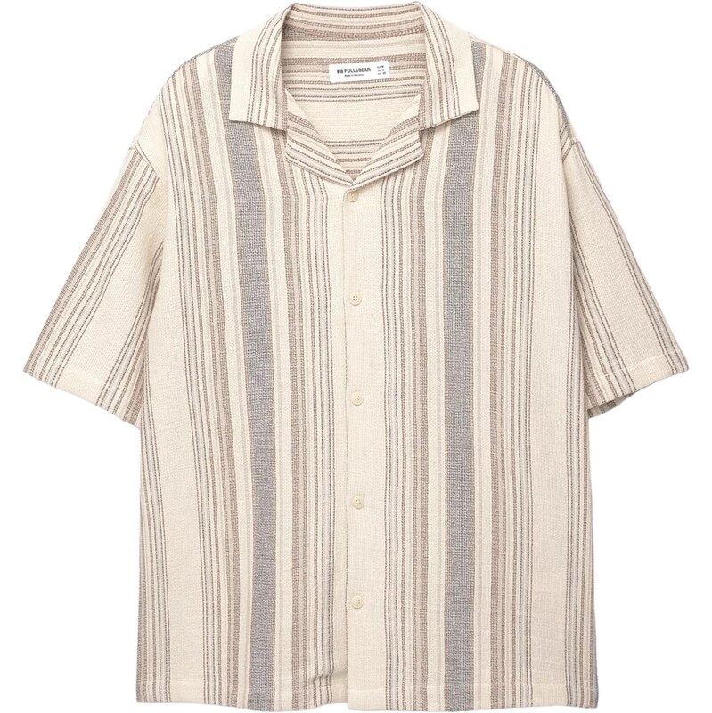 Pull&Bear Košeľa béžová / tmavobéžová / dymovo modrá / hnedá 65891288