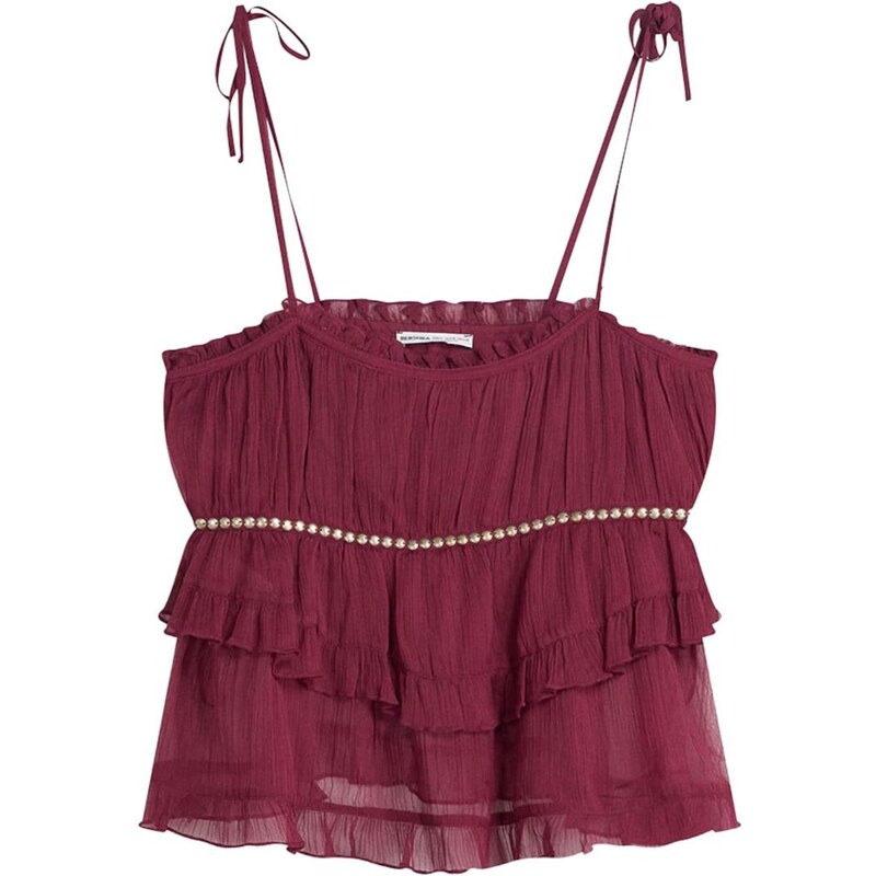 Bershka Top burgundská 65891340