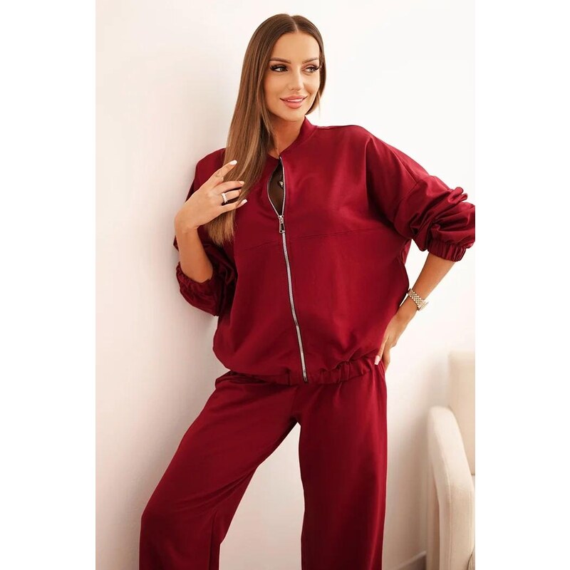 MladaModa Bavlnená tepláková súprava so širokými nohavicami a mikinou 65293543