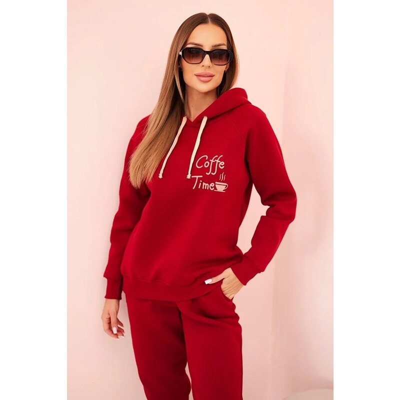MladaModa Zateplená bavlnená tepláková súprava Coffe Time s kapucňou 65293552
