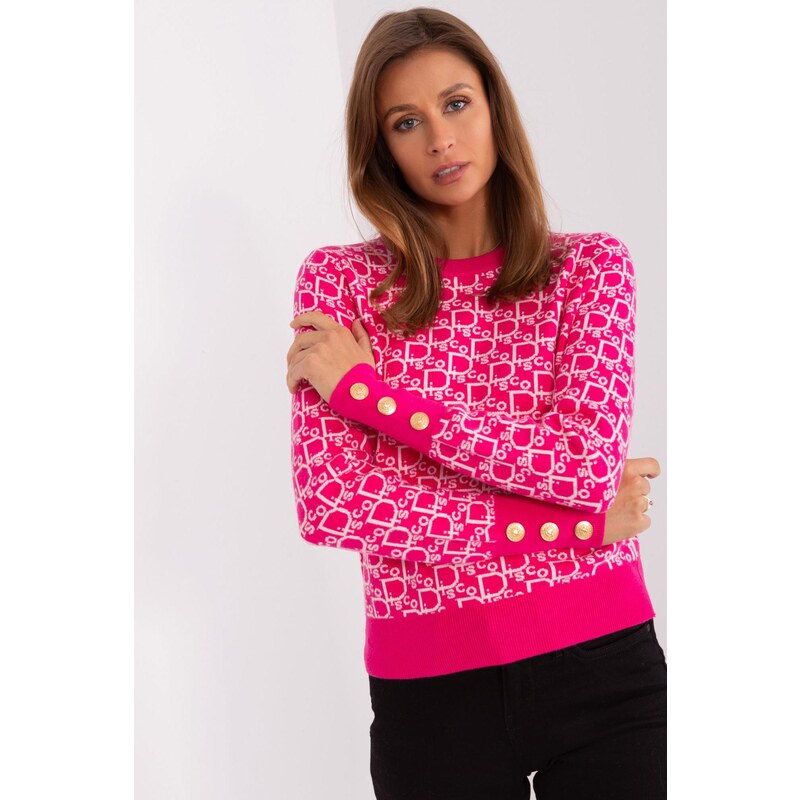 MladaModa Vzorovaný sveter s ozdobnými gombíkmi na rukávoch model 65292087