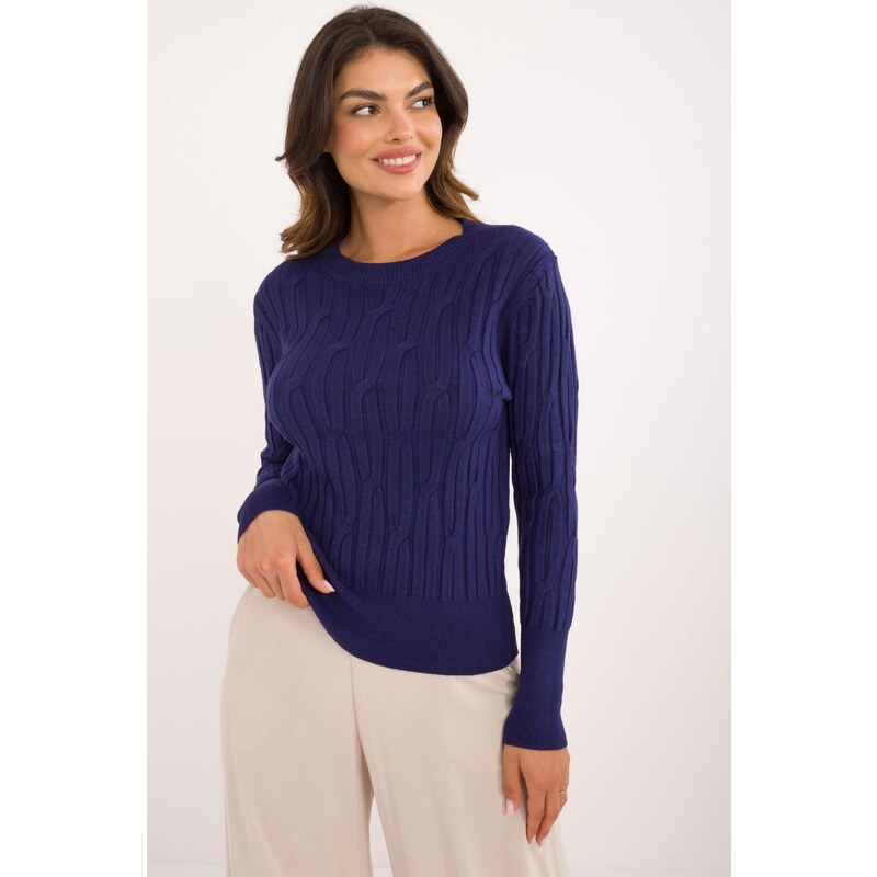 MladaModa Klasický sveter so vzorom model 38200 farba námornícka modrá 65292150