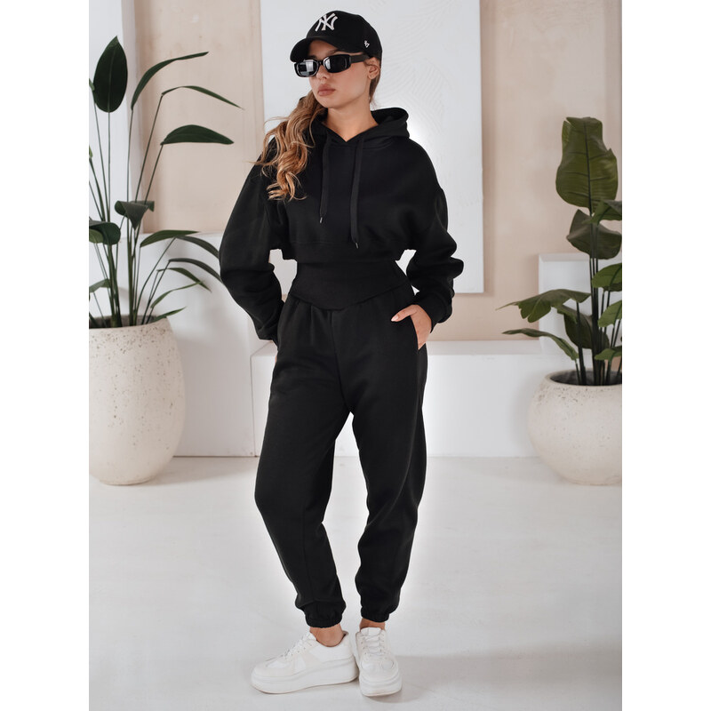 BASIC Čierna teplákovka SERINE s crop mikinou AY0643 32323203