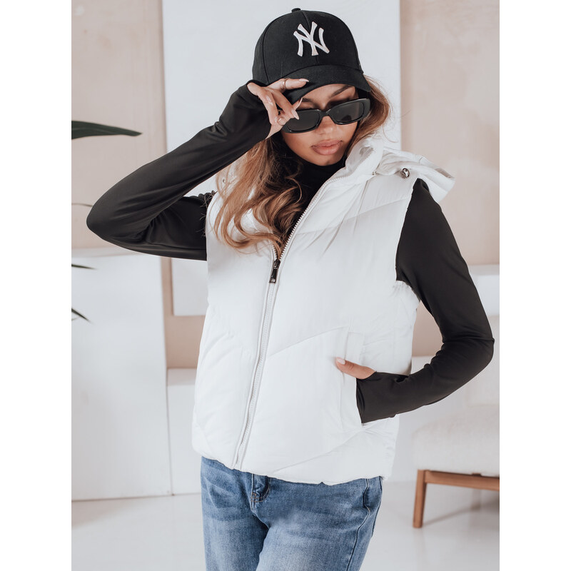 BASIC Biela dámska prešívaná vesta LIKEHUGS s kapucňou TY4975 65286127