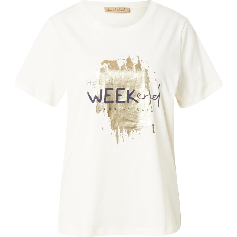 Smith&Soul Tričko krémová / námornícka modrá / zlatá 66009160