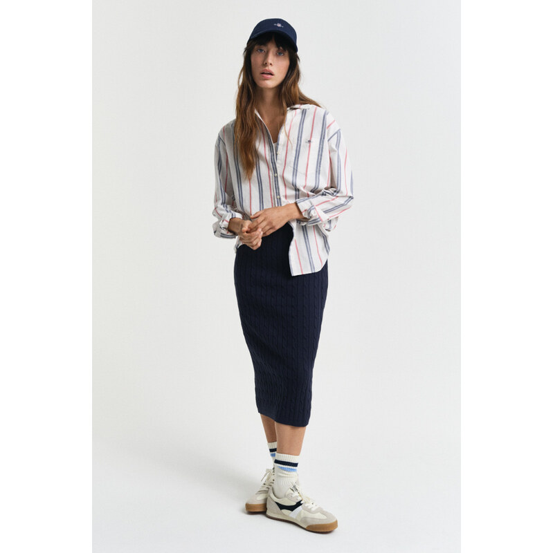 SUKŇA GANT STRETCH COTTON CABLE SKIRT EVENING BLUE 61838335