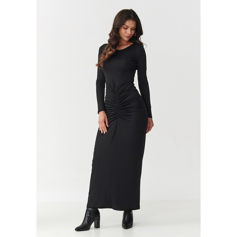 Makadamia Priliehavé maxi šaty | čierna M898 65291802