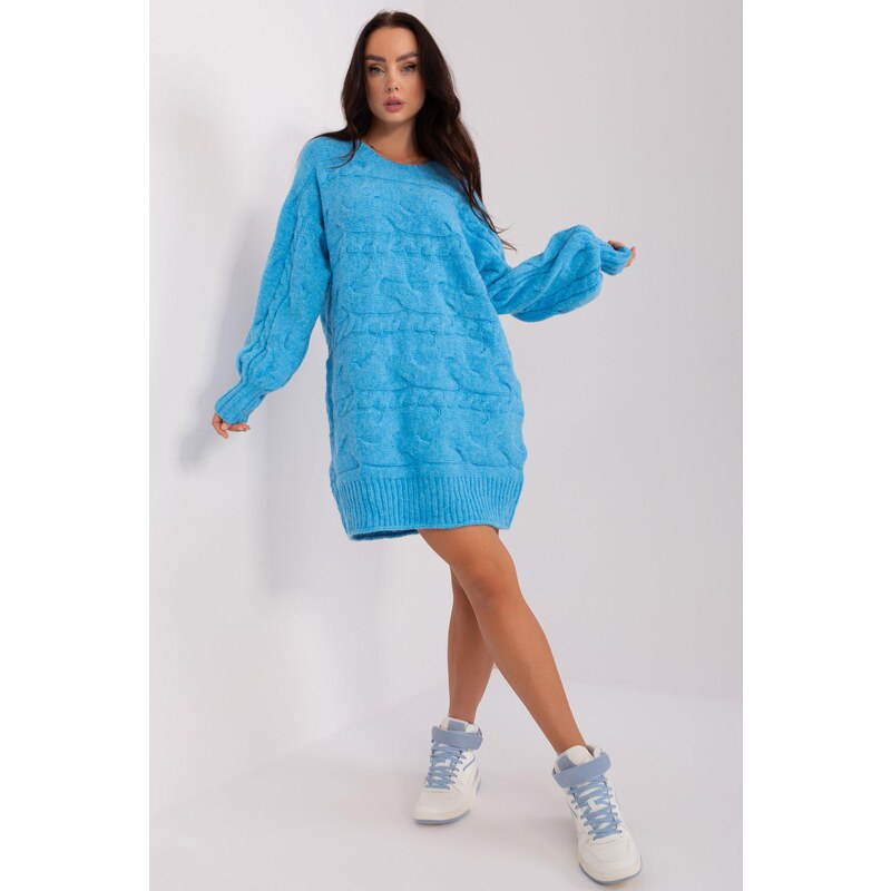 MladaModa Oversize sveter s vrkočovým vzorom model 36776 farba 65291930