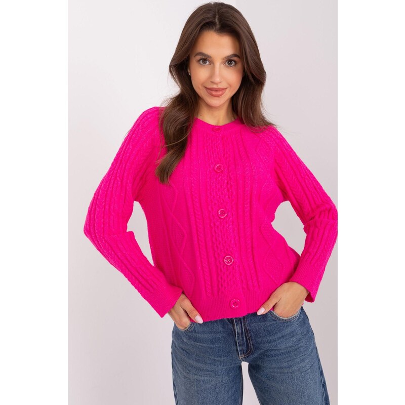 MladaModa Sveter so zapínaním na gombíky model 46299 fuksiový 65292029