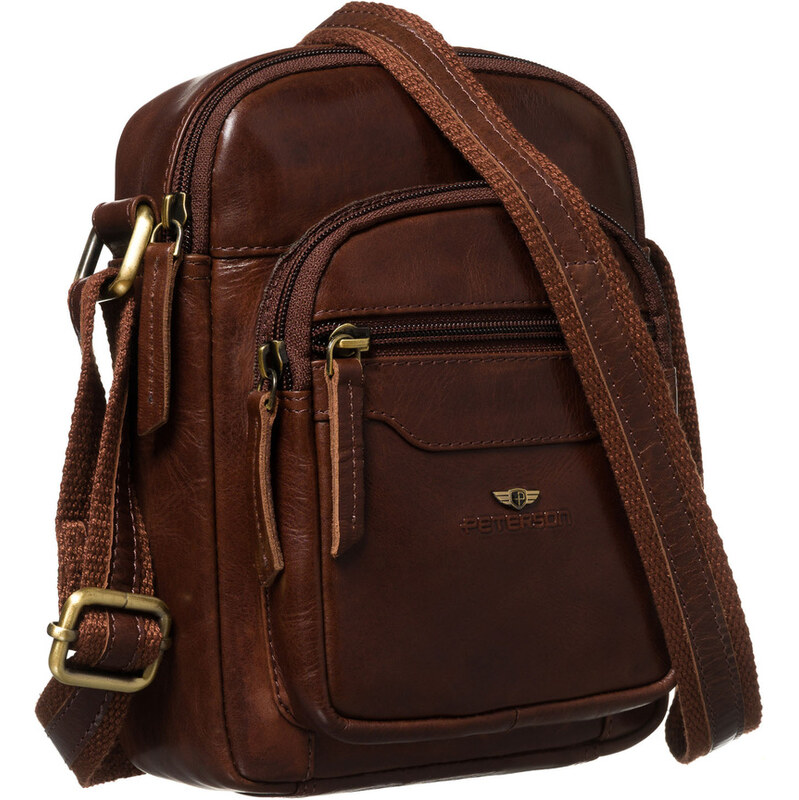Hnedá kožená pánska crossbody taška Peterson – elegantný doplnok pre 65292272