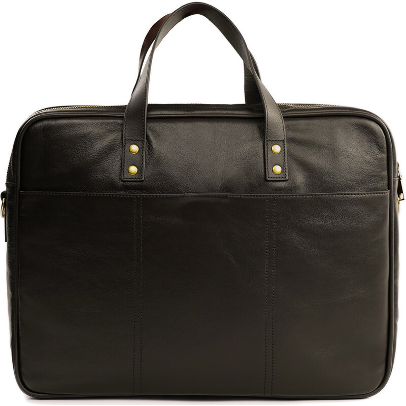 SOLIER tmavohnedá pánska kožená business taška SL05 BROWN GENUINE) 47888181