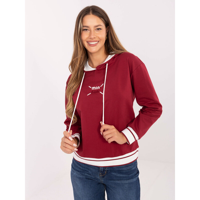 RELEVANCE Bordová dámska bavlnená mikina s výšivkou RV-BL-A857.47 65292328