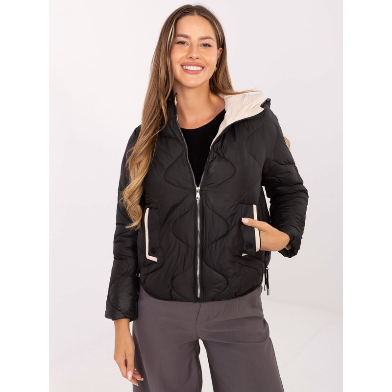 BASIC Čierna dámska prešívaná prechodná bunda s kapucňou MBM-KR-2211 65292339