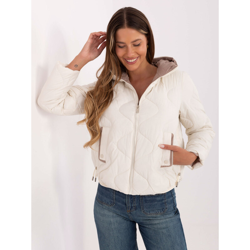 BASIC Smotanová dámska prešívaná prechodná bunda s kapucňou MBM-KR 65292337