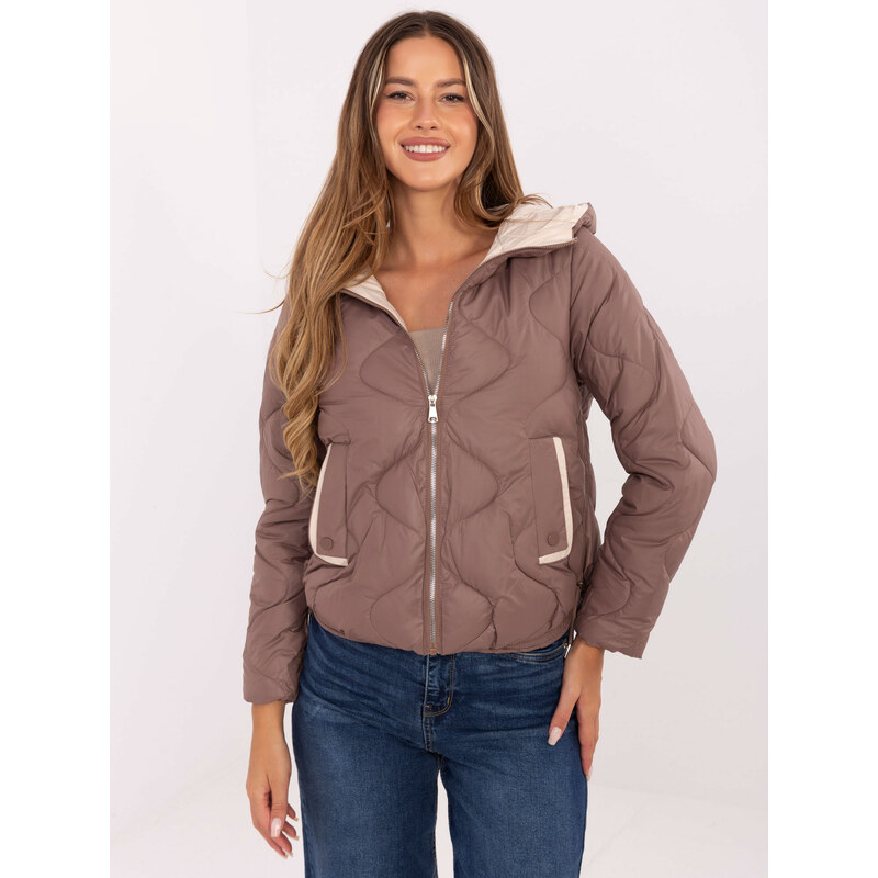 BASIC Hnedá dámska prešívaná prechodná bunda s kapucňou MBM-KR-2211.88 65292338