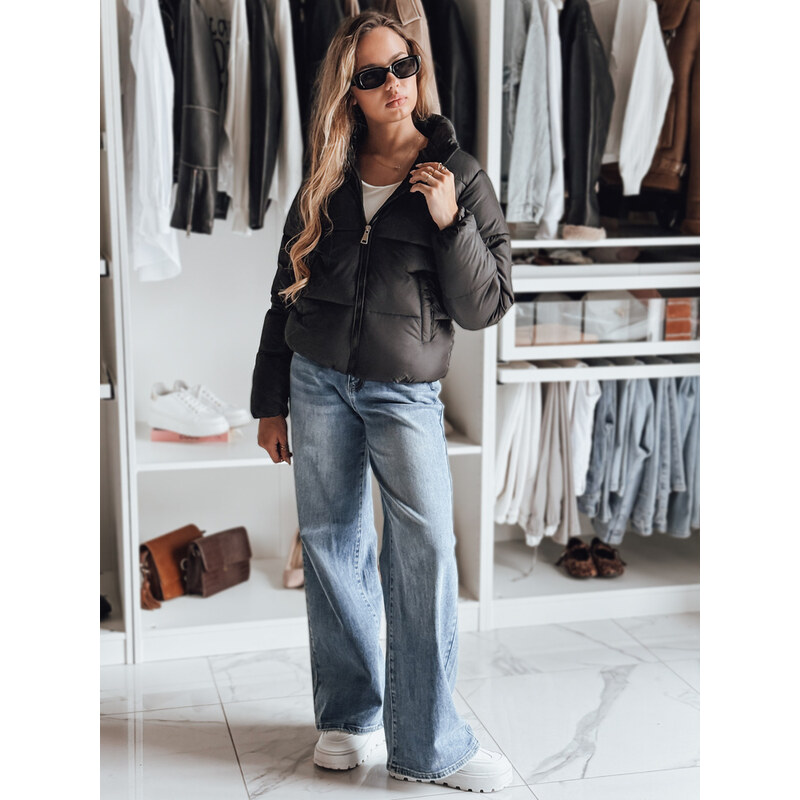 BASIC Čierna dámska krátka prešívaná bunda s kapucňou GLAMVO TY4950 65292344