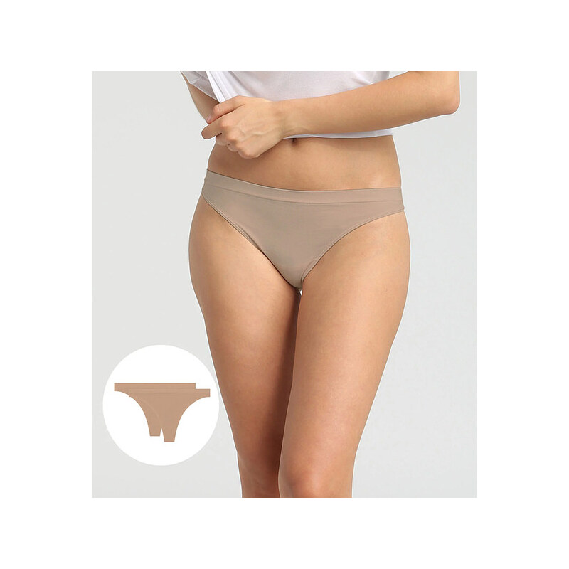Dámske tangá 2 ks DIM SEAMLESS THONG 2x - DIM - nude 65447447