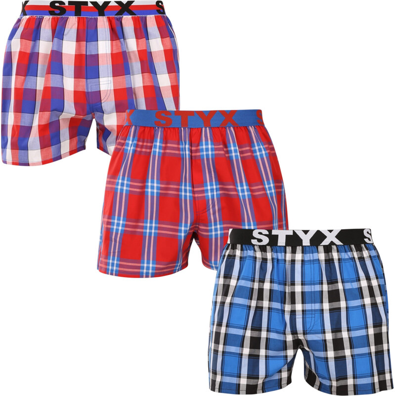 3PACK pánske trenky Styx športová guma viacfarebné (3B110709) 65296372