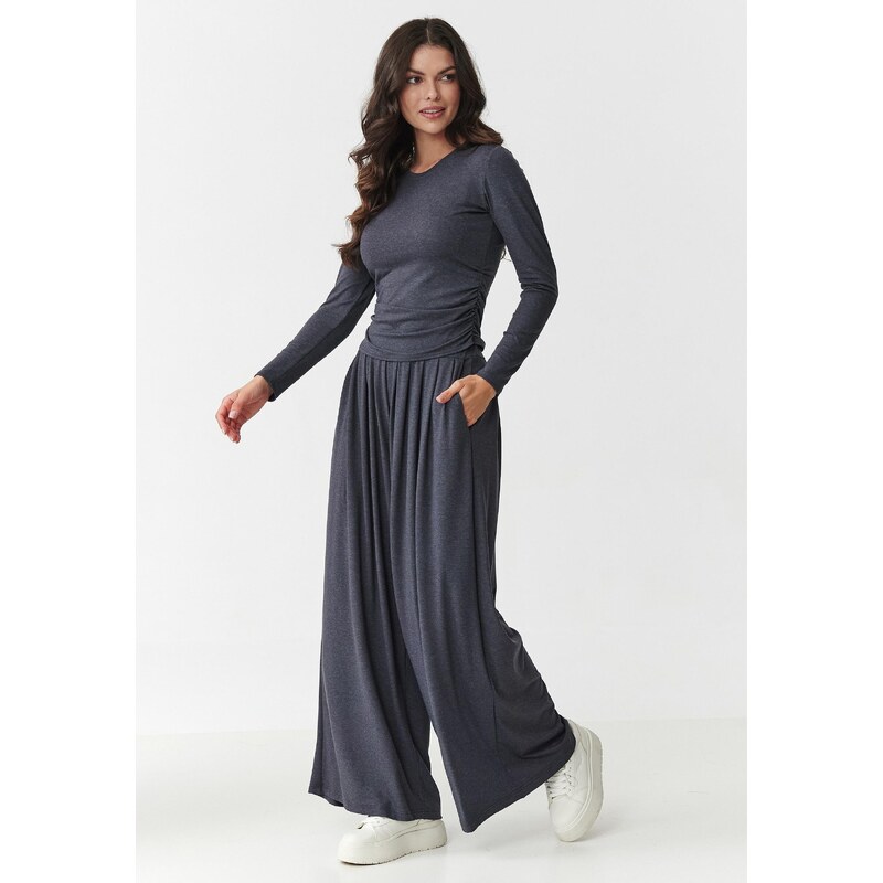 Makadamia Viskózová súprava so širokými nohavicami | antracit M892 65298880