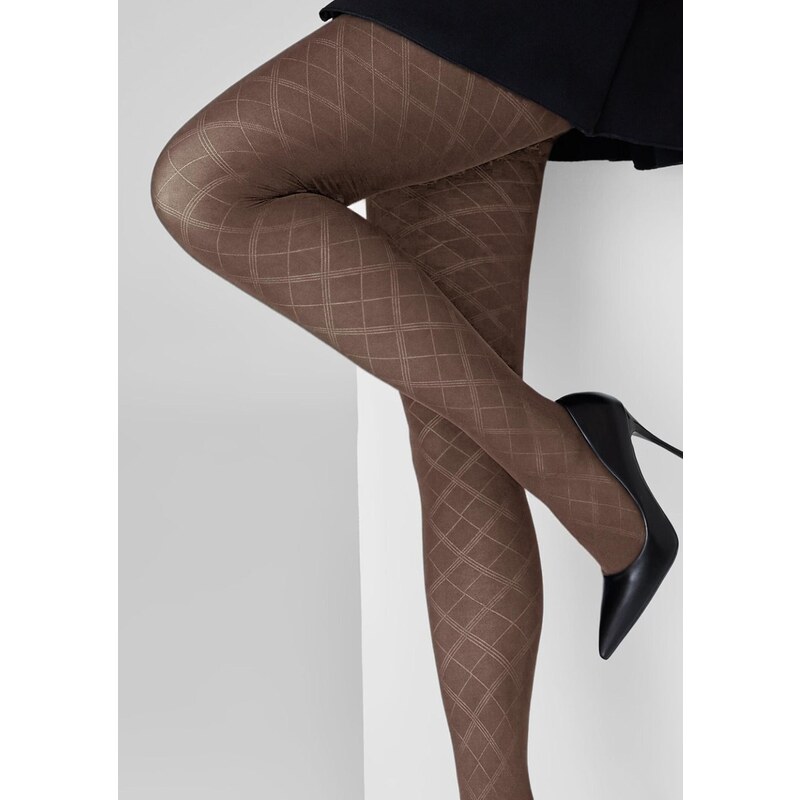 Pančuchy s výrazným žakardovým vzorom kosoštvorcov GRACE F02 Marilyn 67583015