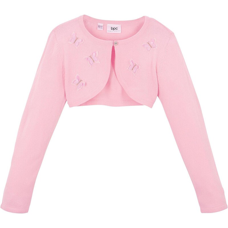 bonprix Pletené bolerko s motýlikovou aplikáciou, farba ružová 44896875