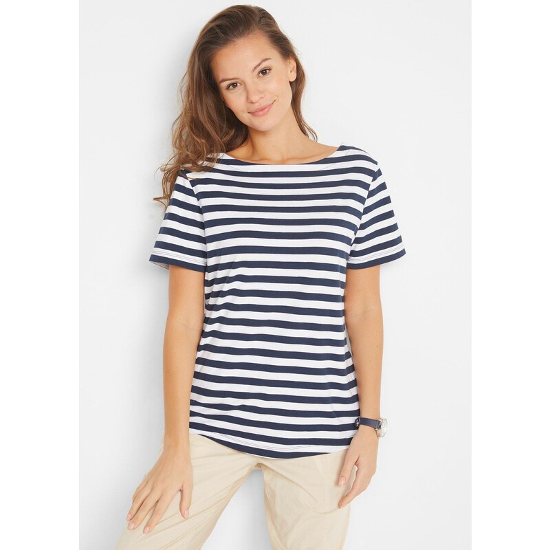 bonprix Tričko s výstrihom do U, farba biela 45386191