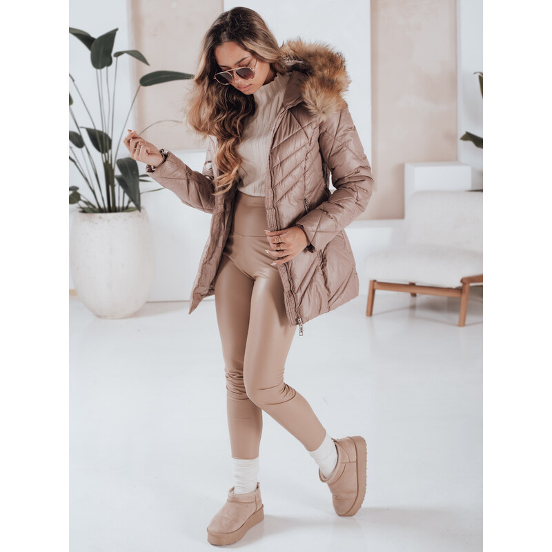 BASIC Béžová lesklá zimná bunda SOLARIS TY4010 47889143