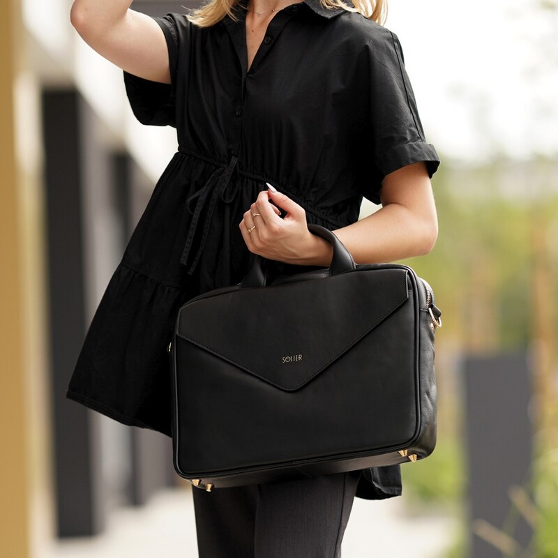 BASIC Elegantná čierna dámska taška na notebook FL15 POSITANO BLACK 18634132