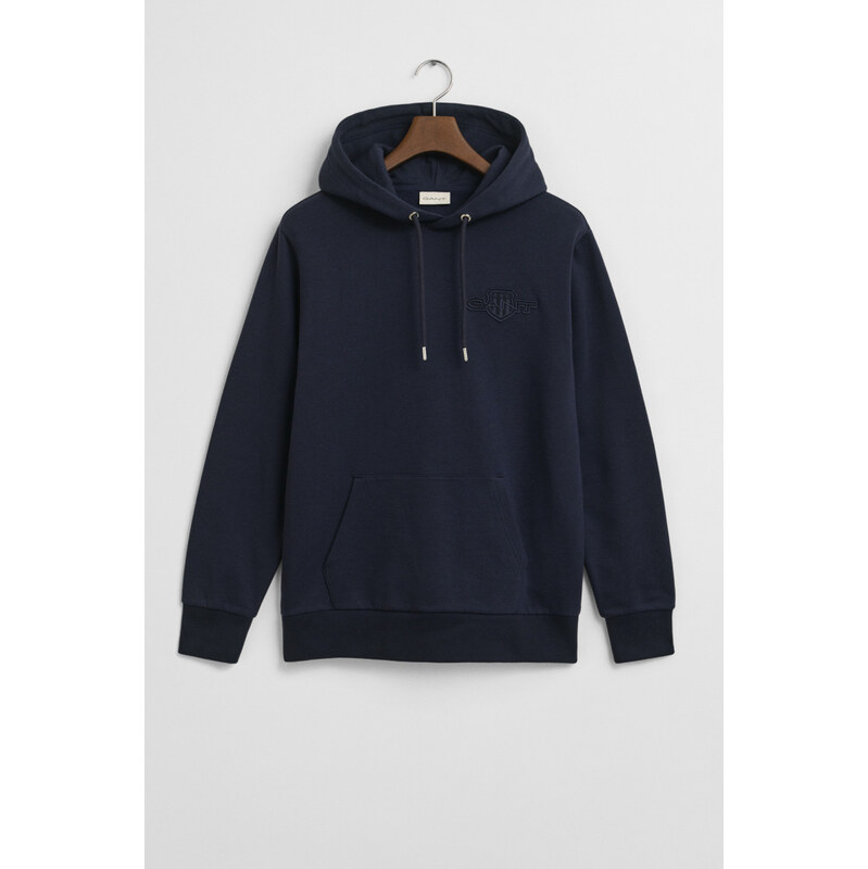 MIKINA GANT REG TONAL SHIELD HOODIE EVENING BLUE 65300296