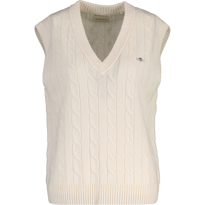 VESTA GANT LAMBSWOOL CABLE V-NECK VEST CREAM 65300314