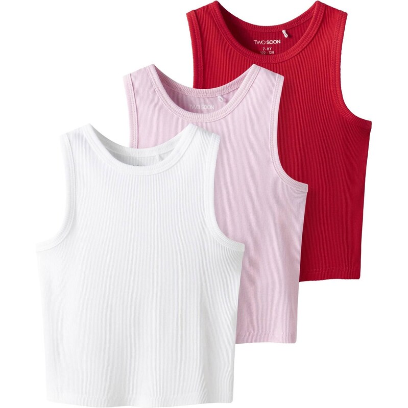 TWO SOON Top ružová / červená / biela 65649714