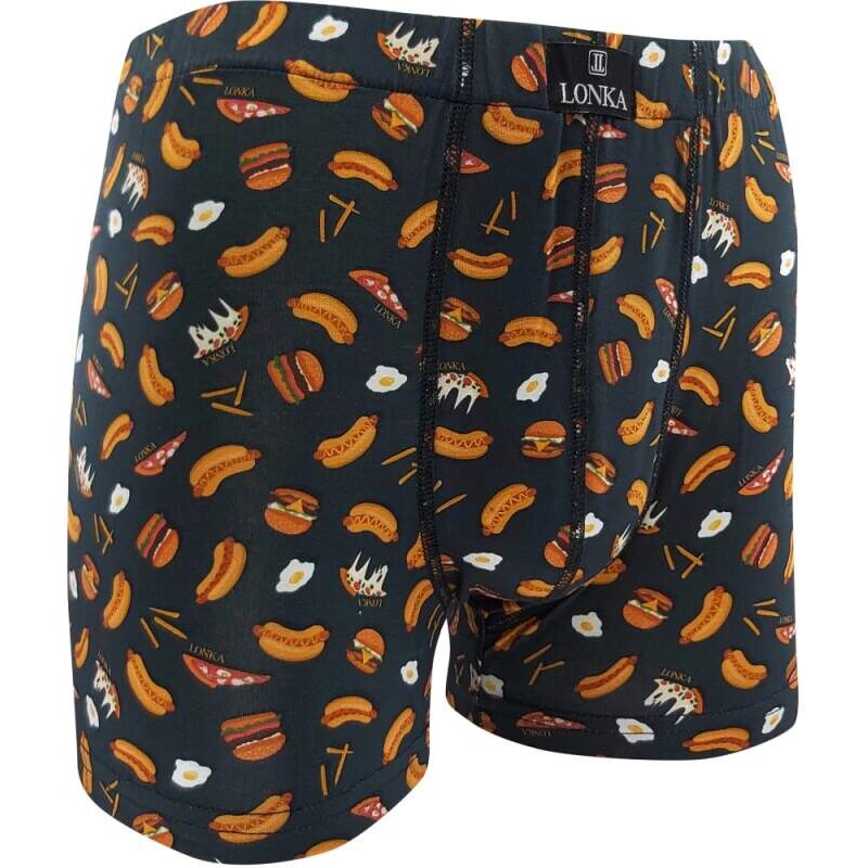 KEVIN pánske veselé boxerky Lonka - FASTFOOD Čierna M 1 kus 65328357