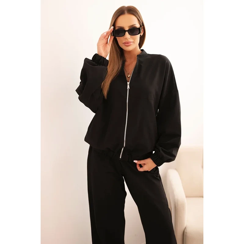 Polski Dámsky bavlnený komplet so širokými nohavicami a zipsovou 65303802