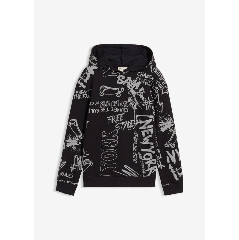 bonprix Mikina z mäkkého bavlneného mixu, farba čierna 65303625