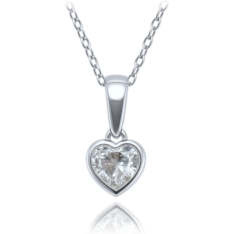 OLIVIE Detský zlatý náhrdelník z bieleho zlata srdiečko s bielym 66386200