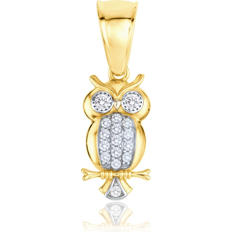 OLIVIE MINET Zlatý prívesok sova s bielymi zirkónmi Au 585/1000 66795619
