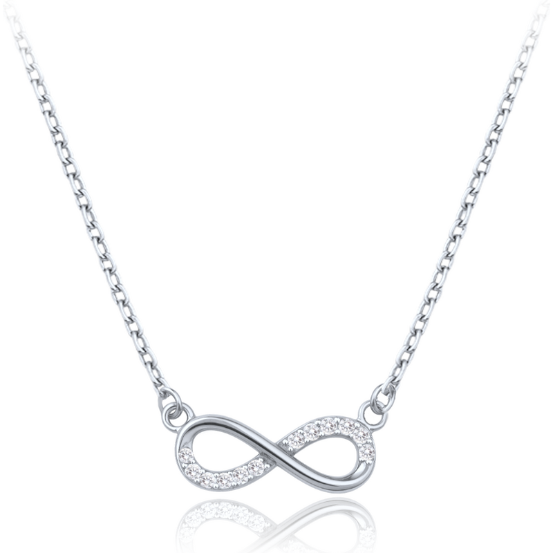 OLIVIE Elegantný zlatý náhrdelník z bieleho zlata nekonečno s bielymi 66386211