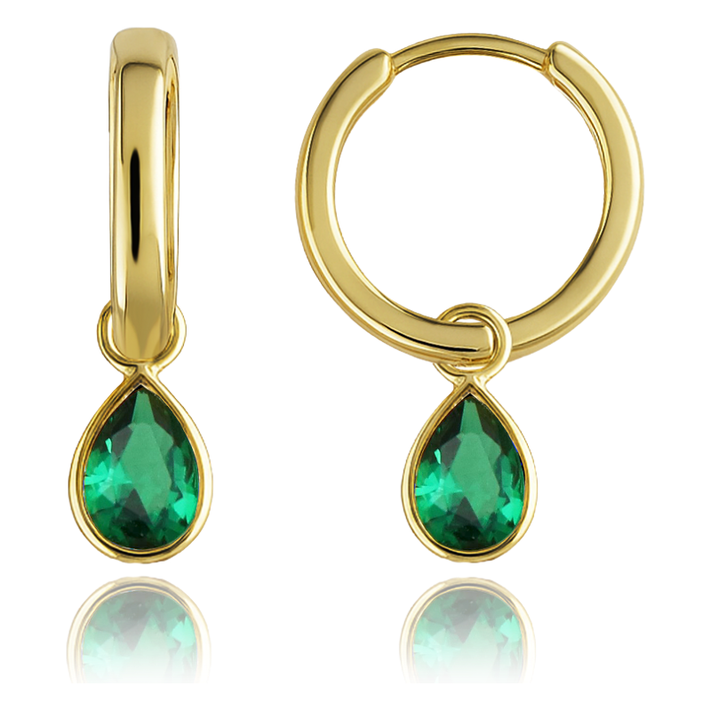 OLIVIE Elegantné zlaté náušnice so zelenými zirkónmi Au 585/1000 66386204