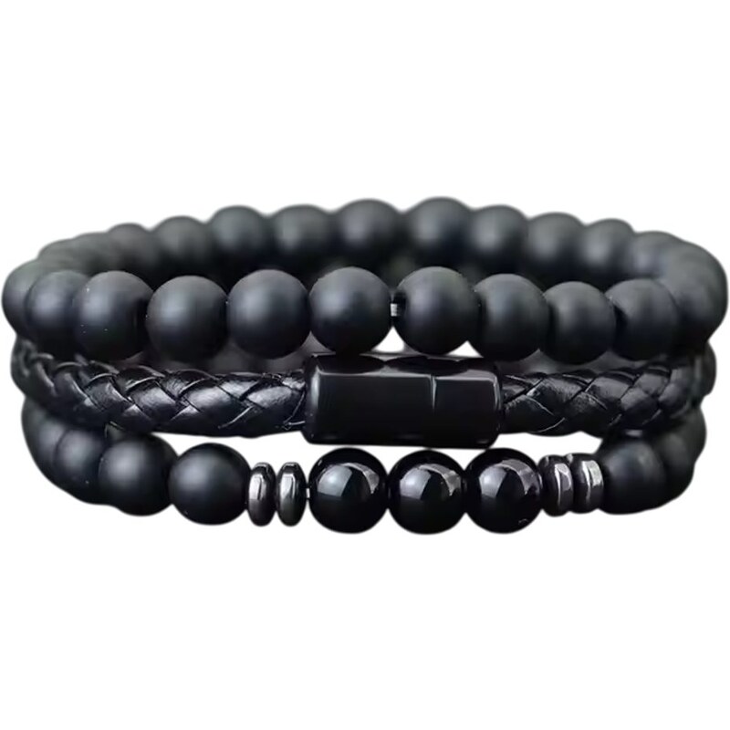 Pánsky čierny náramok moderného dizajnu 65638741