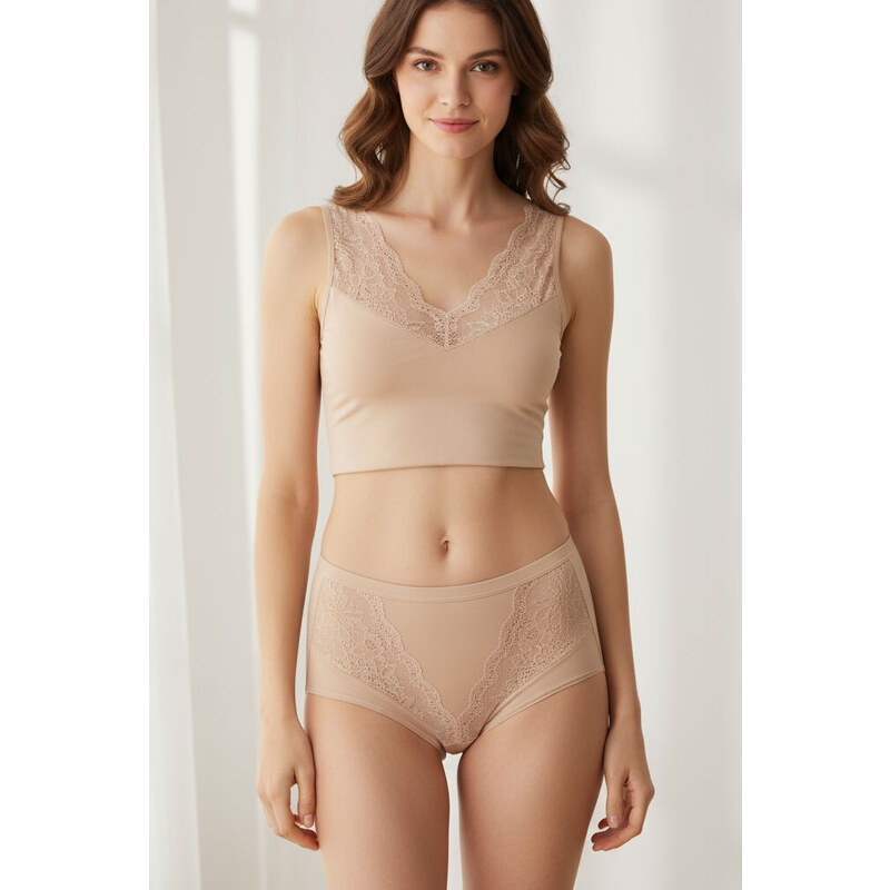 Cotonella Čipkované nohavičky s vysokým pásom bio bavlna Purity 27140335