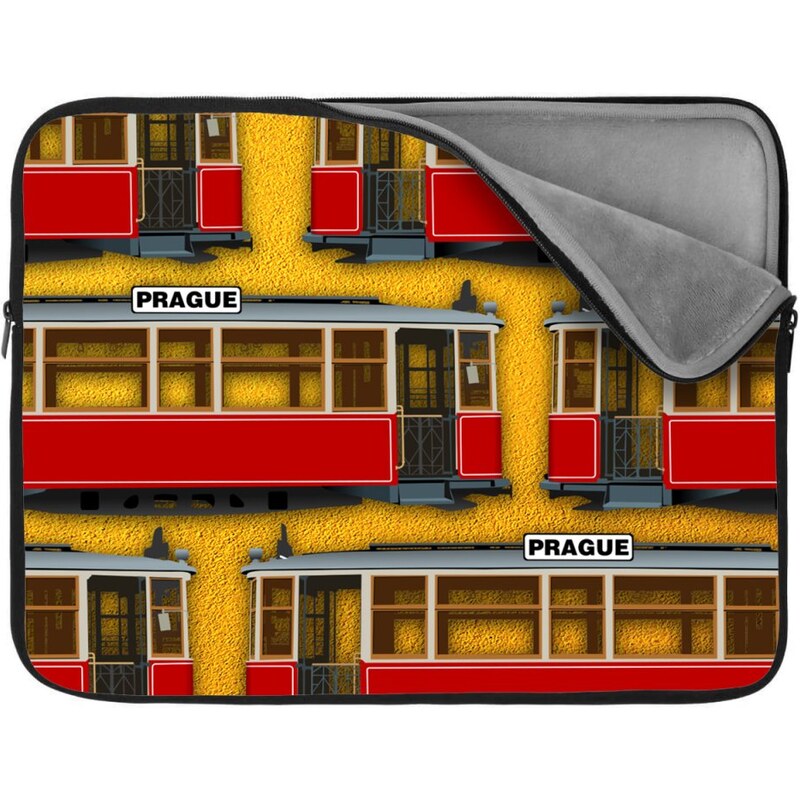 Sablio Obal na notebook Pražské historické električky Žltý Pattern 65424506