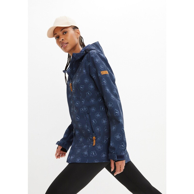bonprix Softshellová bunda s kvetovaným vzorom, odolná voči vode, 44789860