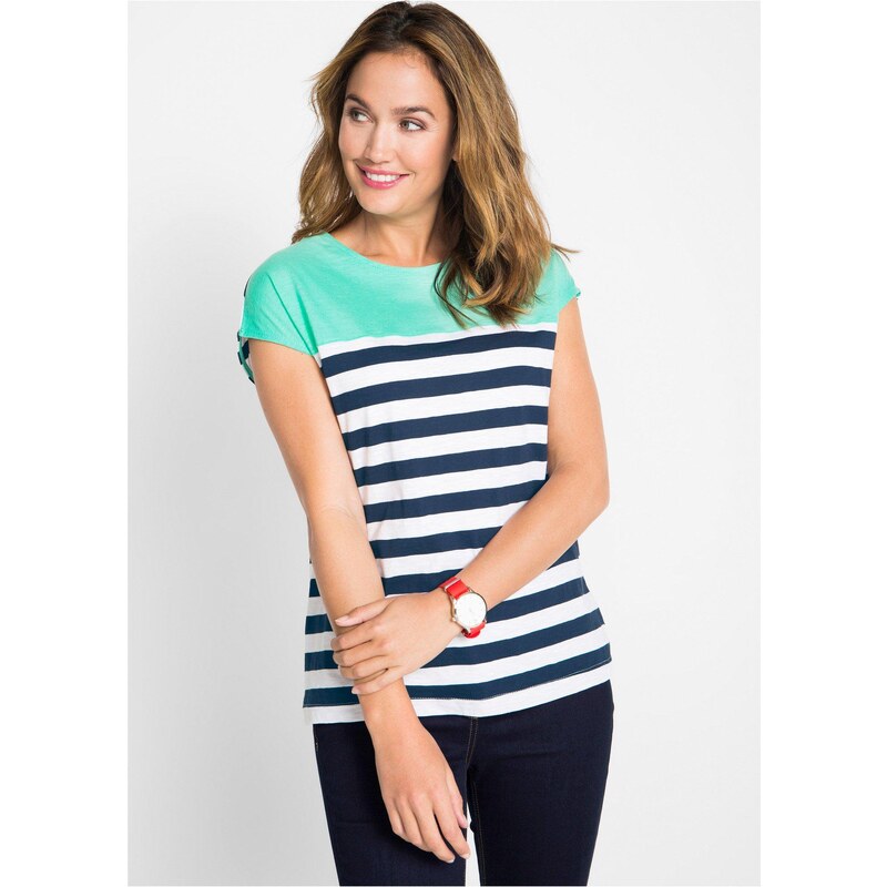 bonprix Tričko z vypaľovaného vlákna, krátky rukáv, farba zelená 44742072