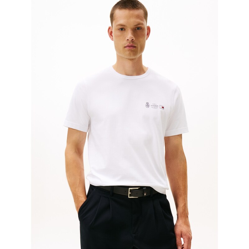 Tommy Hilfiger Small Crest Outline Tee WHT 65309378