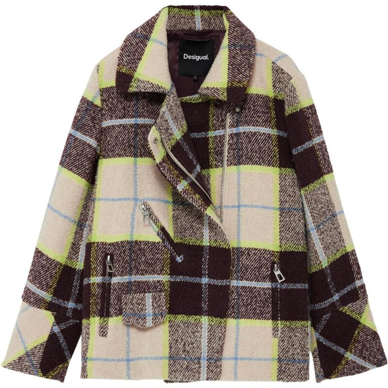 Desigual Zimný kabát hnedá / neónovo zelená / biela 65731141