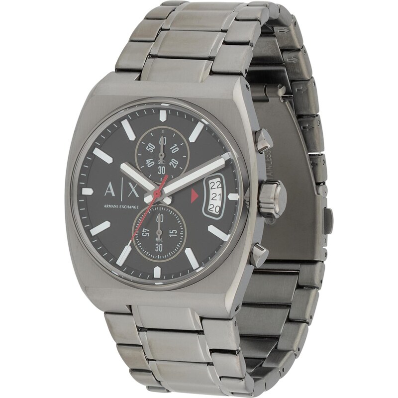 ARMANI EXCHANGE Analógové hodinky striebornosivá / červená / čierna / 65311189