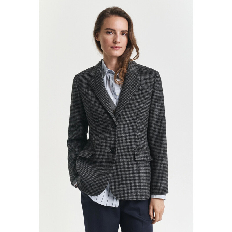 SAKO GANT REG WOOL HOUNDSTOOTH BLAZER CHARCOAL MELANGE 64936768