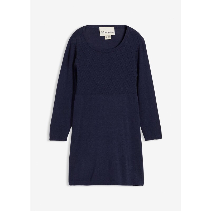 bonprix Pletené šaty, farba modrá 65309789